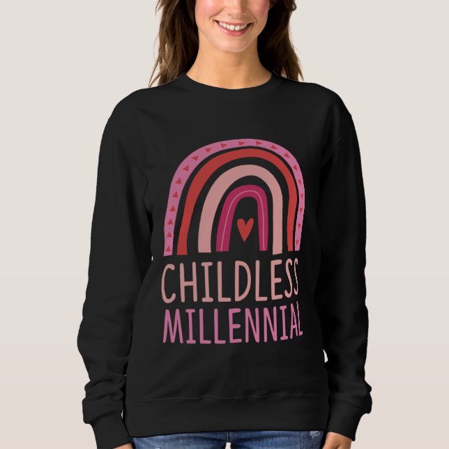 Childless Millennial Trendy Bohemian Rainbow Boho  T Shirt (Framsida)