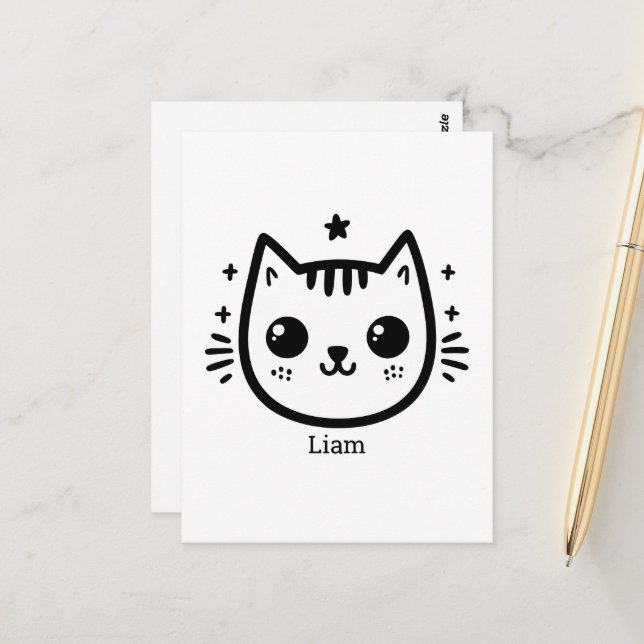 Childlike Teckning | Svartvit | Minimalistisk Vykort (Fram/Back In Situ)