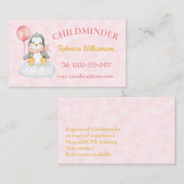Childminder Cute Penguin Visitkort