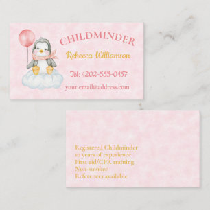 Childminder Cute Penguin Visitkort