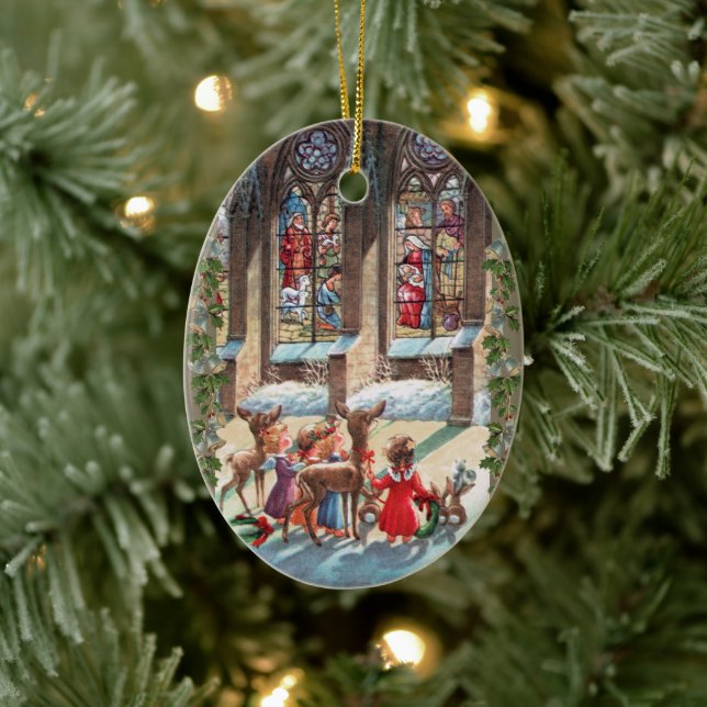 Children at the Church Window Christmas Julgransprydnad Keramik (Träd)