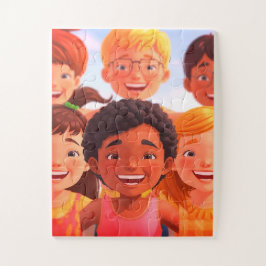 Children Having Fun Together on a 30 Piece Puzzle Pussel