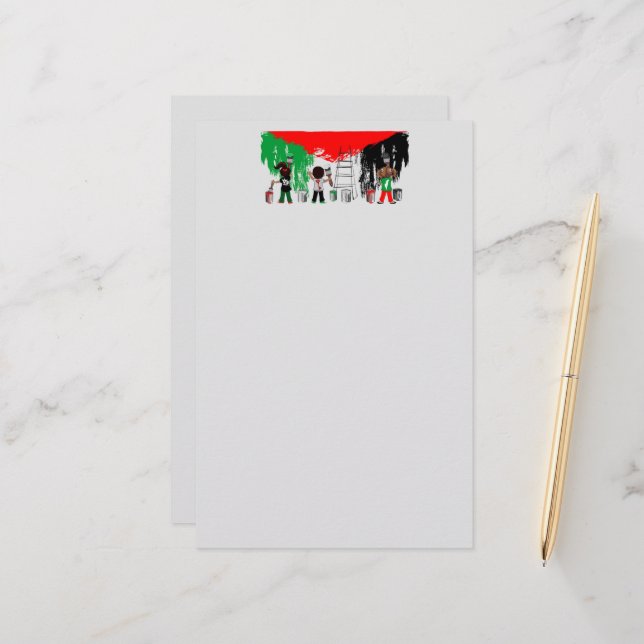 Children of Gaza Painting Palestine Flag  Brevpapper (Fram/Back In Situ)