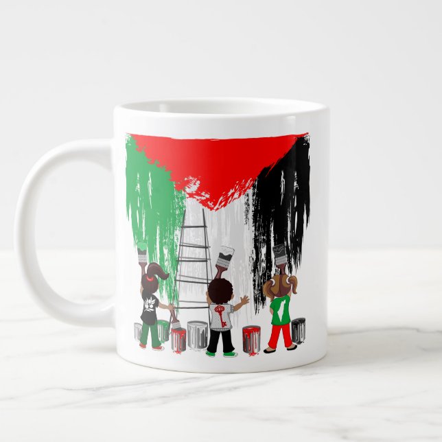 Children of Gaza Painting Palestine Flag  Jumbo Mugg (Vänster)
