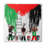 Children of Gaza Painting Palestine Flag  Kakelplatta<br><div class="desc">Palestinian Children,  with Brushes and Paint Pots,  painting a large palestinian Flag on the Wall. Original Vector Illustration Copyright BluedarkArt TheChameleonArt.</div>