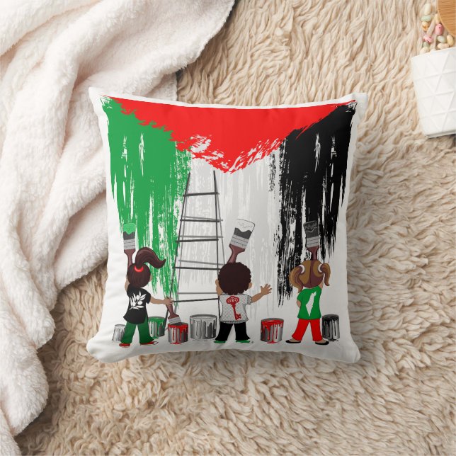 Children of Gaza Painting Palestine Flag  Kudde (Filt)