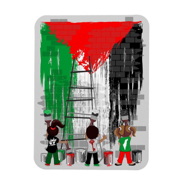 Children of Gaza Painting Palestine Flag  Magnet (Vertikal)