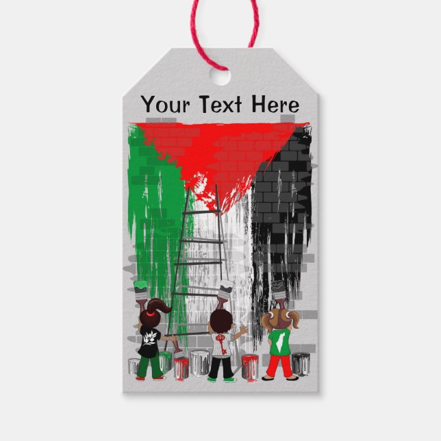 Children of Gaza Painting Palestine Flag  Presentetikett (Framsidan)