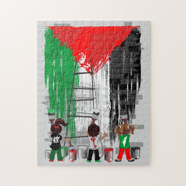 Children of Gaza Painting Palestine Flag  Pussel (Vertikal)