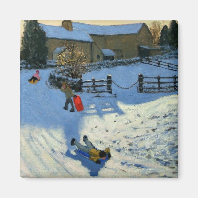 Children Sleding Monyash Derbyshire Magnet (Framsidan)