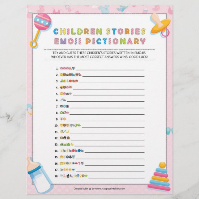 Children Story Emoji Pictionary [Baby Basics Rosa] Brevhuvud (Framsida)