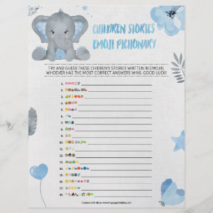 Children Story Emoji Pictionary [Baby Elephant] Brevhuvud