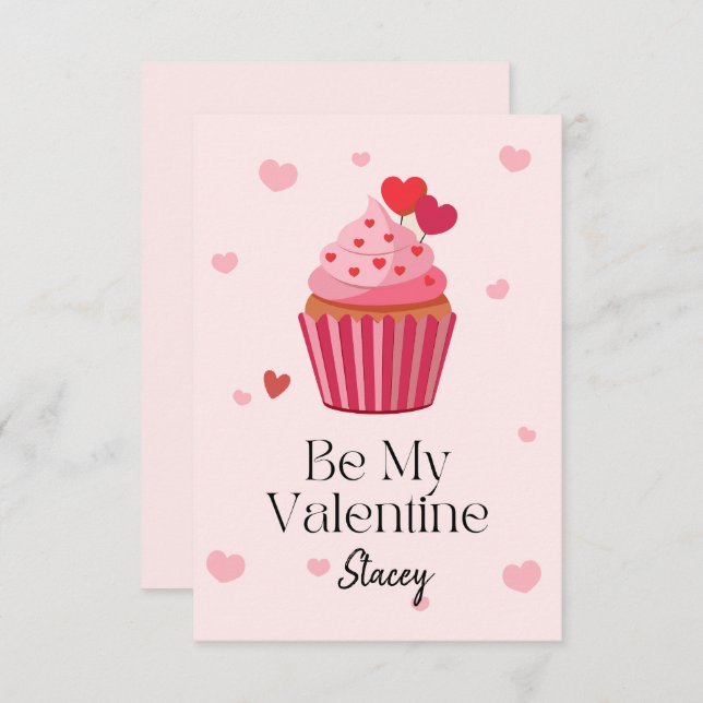 Children Valentine Be Mine Cupcake (Fram/baksida)