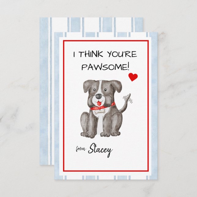 Children Valentine "I think you're Paw-some" (Fram/baksida)