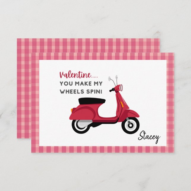 Children Valentine Pink "You make my Wheels Spin" (Fram/baksida)