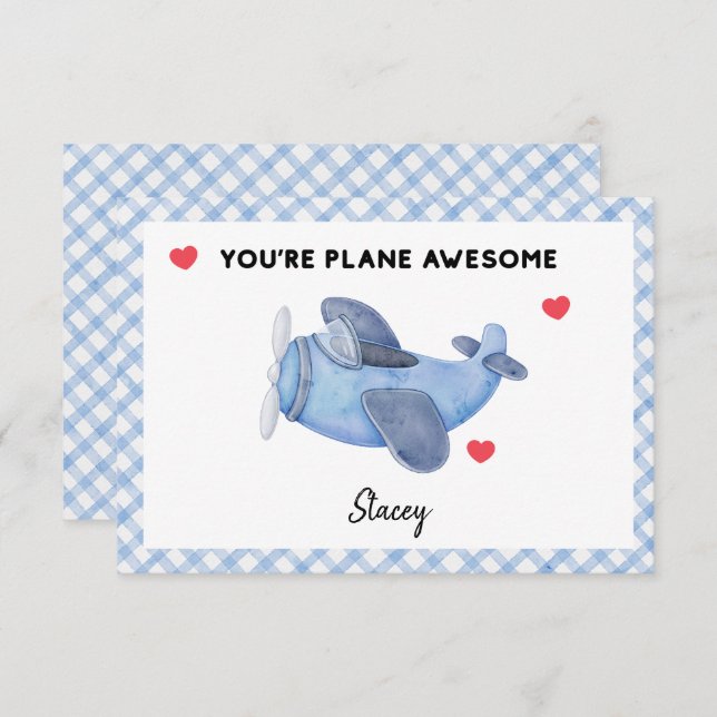 Children Valentine "Plane Awesome' (Fram/baksida)