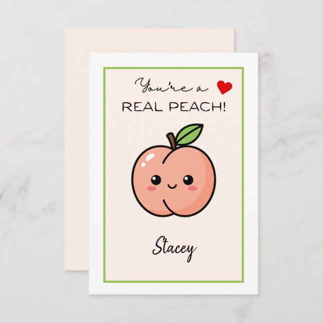 Children Valentine "You're a Real Peach" (Fram/baksida)