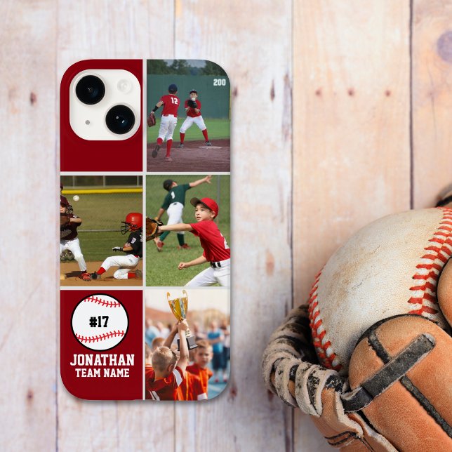 Children's Baseball Team Photo Collage Red (Skapare uppladdad)