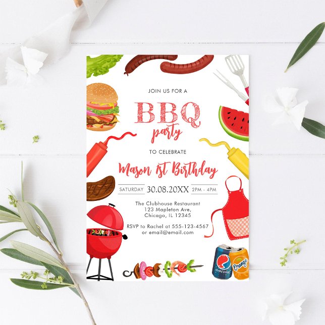 Children's BBQ Birthday Invitation Inbjudningar (Skapare uppladdad)