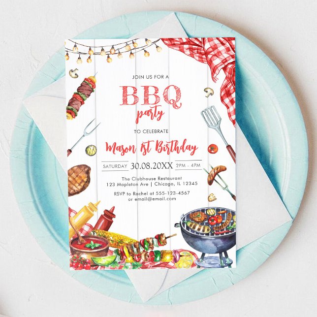 Children's BBQ Birthday Invitation Inbjudningar (Skapare uppladdad)