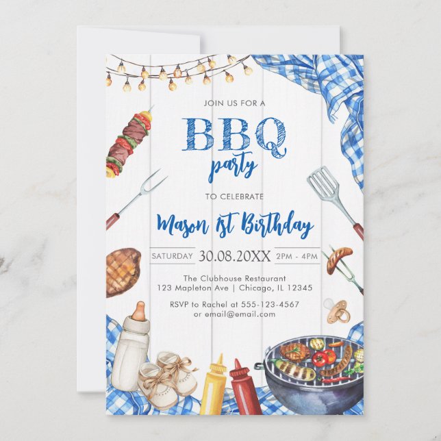 Children's BBQ Birthday Invitation Inbjudningar (Framsida)