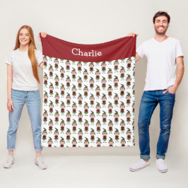 Childrens Cute Red White Lägg till en Namn-jul Fleecefilt