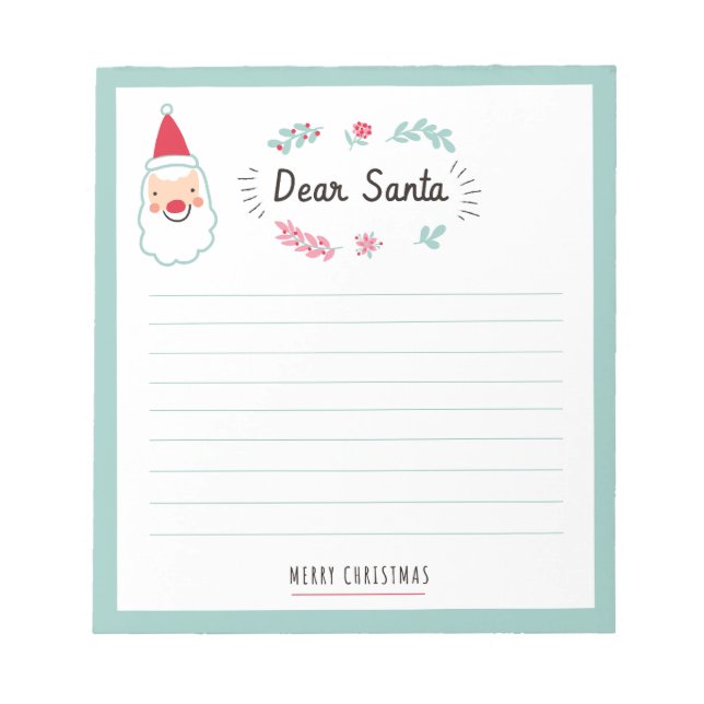 Childrens Dear Santa Notepad Anteckningsblock (Framsida)