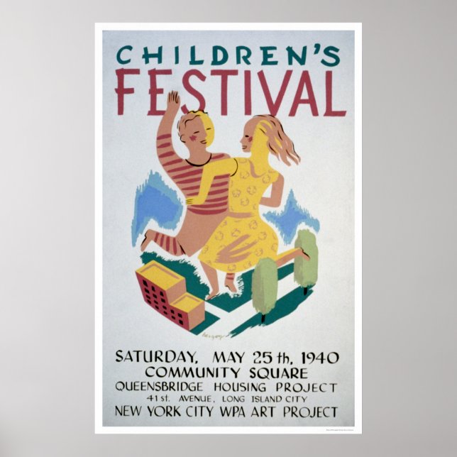 Childrens Festival NYC 1940 WPA Poster (Framsidan)