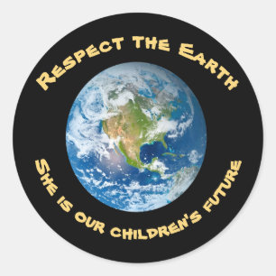 Childrens framtida Respect Planet Earth Sticker Runt Klistermärke