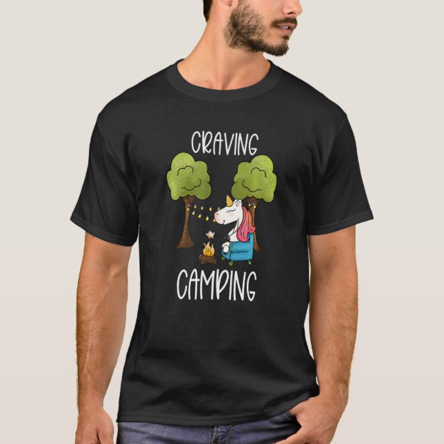 Childrens Glamping Gear Unicorn Camping Saker Summ T Shirt (Framsida)