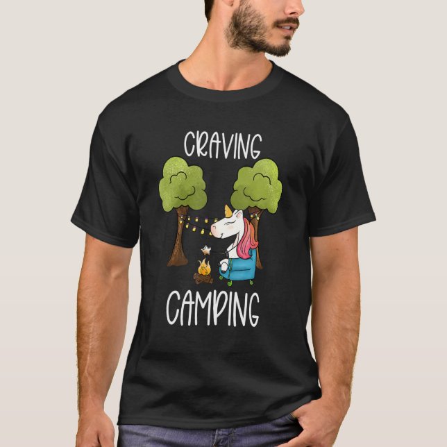 Childrens Glamping Gear Unicorn Camping Saker Summ T Shirt (Framsida)