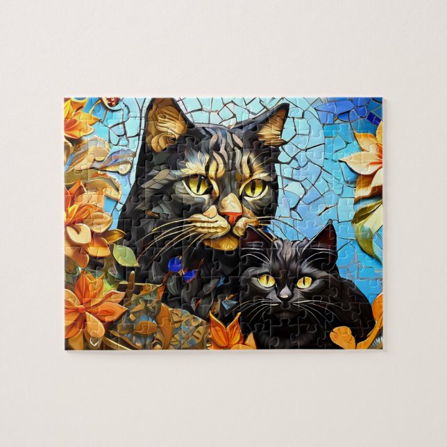 Childrens Jigszawa Puzzle Sets of Mosaic Cats Pussel (Horisontell)