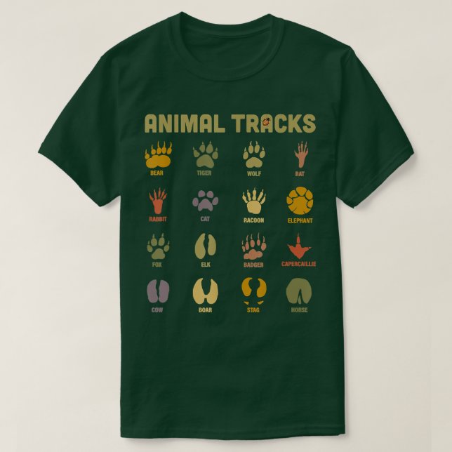Childrens Kids Wild Animal Tracks Childrens Learni T Shirt (Design framsida)