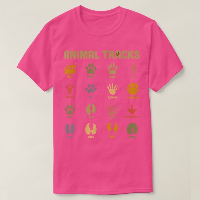 Childrens Kids Wild Animal Tracks Childrens Learni T Shirt (Design framsida)