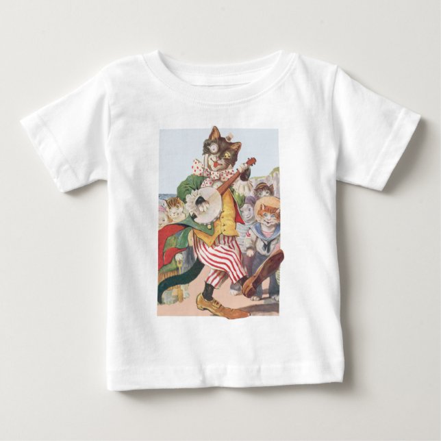 Childrens Lycklig Funny Cat Folk Shirt Tee Shirt (Framsida)