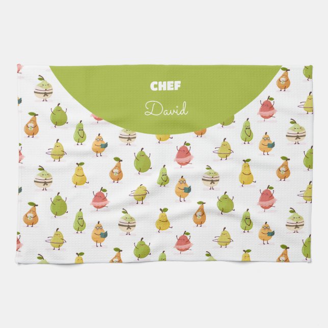 Children's pattern of fun pears kökshandduk (Horisontell)