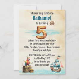 Childrens Pirate Themed Birthday Party Invitation Inbjudningar