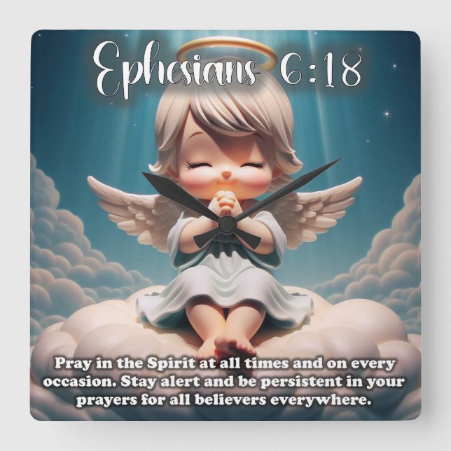 Childrens Room Christian Clock Fyrkantig Klocka (Framsida)