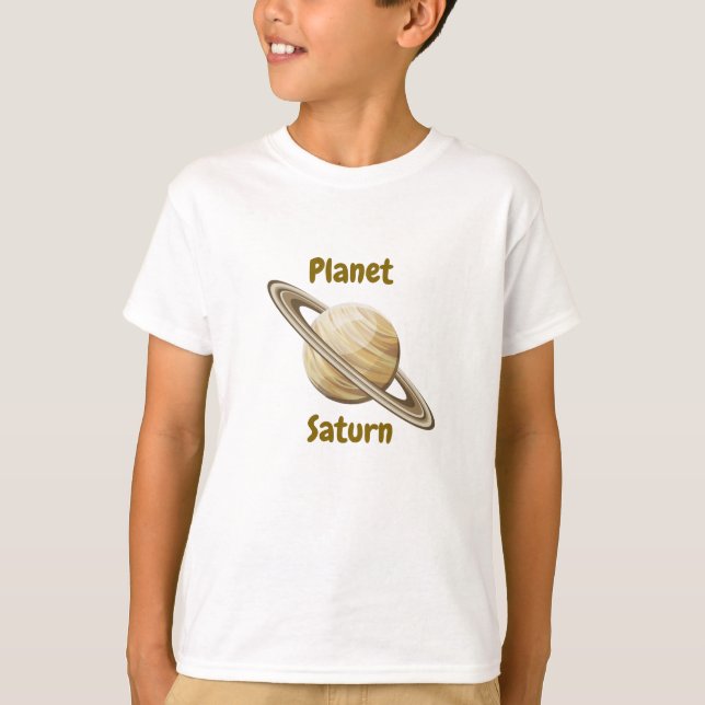 Children's t-shirt design with planet names (Framsida)