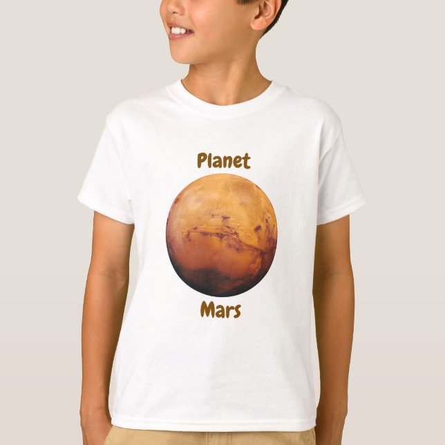 Children's t-shirt design with planet names (Framsida)
