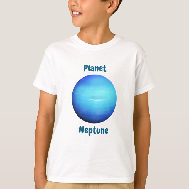 Children's t-shirt design with planet names (Framsida)