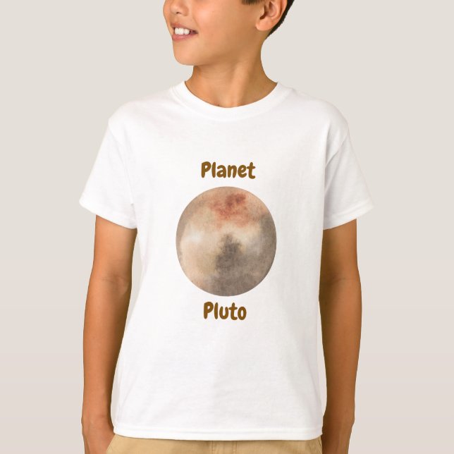 Children's t-shirt design with planet names (Framsida)