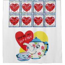 childrens valentineser av te kopp showercurtain