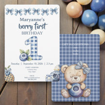 Child's Blueberry Berry First Birthday Invitation