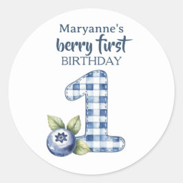 Child's Blueberry Berry First Birthday Runt Klistermärke