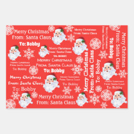 Child's Name Santa Christmas Red & Green 3 Gift