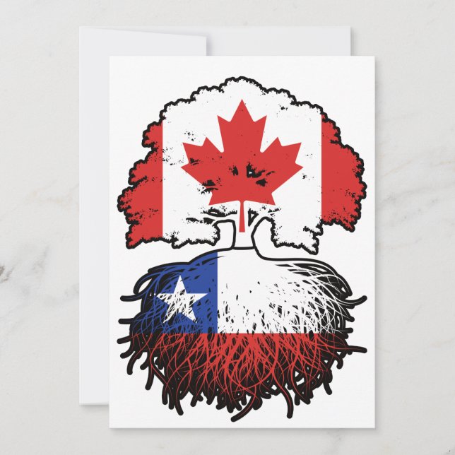 Chile Chile Canadian Canada Träd Roots Flagga Inbjudningar (Framsida)