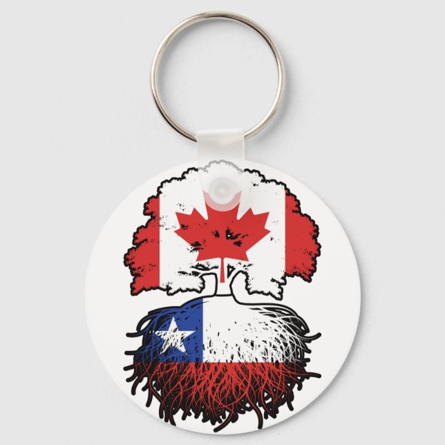 Chile Chile Canadian Canada Träd Roots Flagga Nyckelring (Framsida)