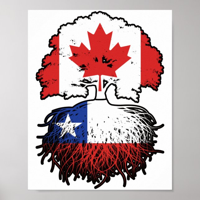 Chile Chile Canadian Canada Träd Roots Flagga Poster (Framsidan)