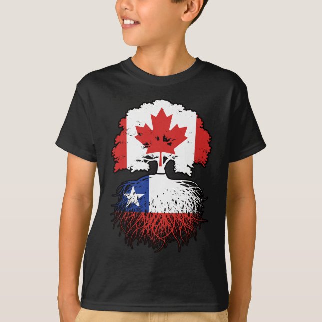 Chile Chile Canadian Canada Träd Roots Flagga T Shirt (Framsida)